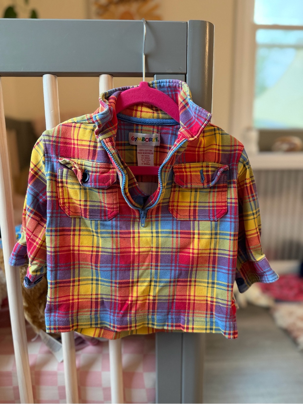 Gymboree Multicolor Plaid Button-Front Shirt - Yellow, Pink, Blue